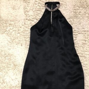 Andrea Polizzi Black Halter Dress  Embellished Neckline size 4